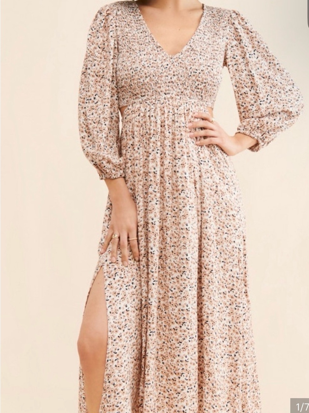 saltwater LUXE Blush Floral V-Neck Maxi Dress